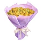 Букет из 51 пионовидного тюльпана желтого цвета